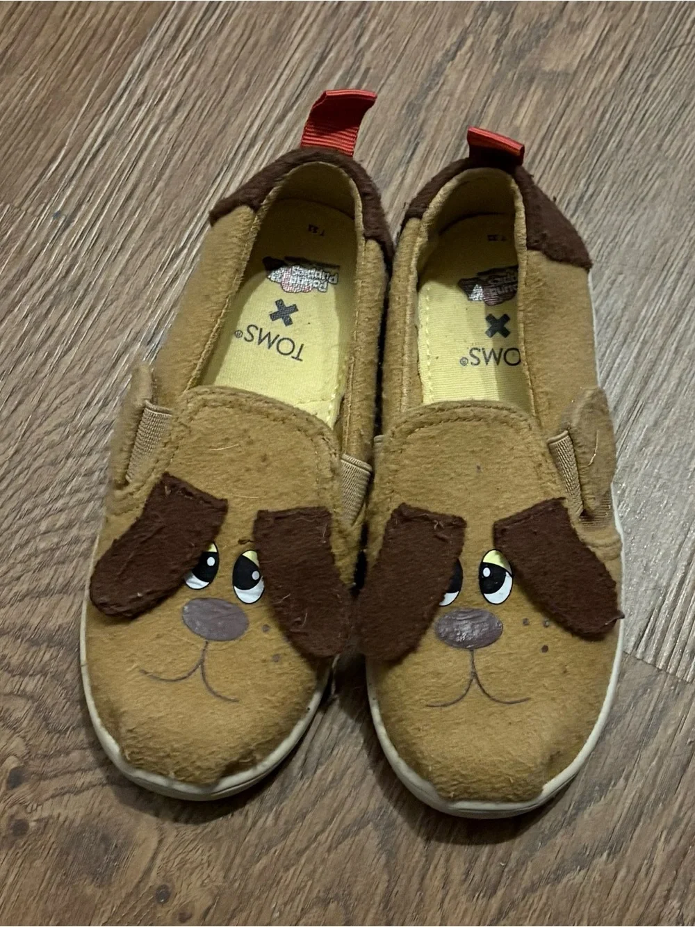 TOMS x Pound Puppies Toddler Alpargata Twin Gore Slip-On Shoes Tan Brown